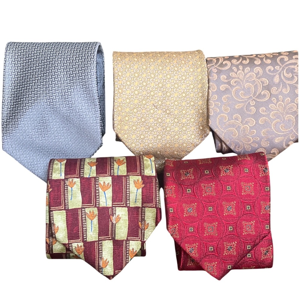 Carrot‎ & Gibbs Silk Tie Lot 5 Milano's Clothier Geometric Paisley Floral